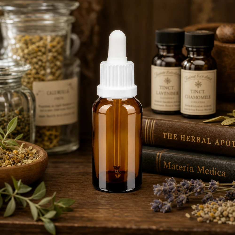 Flacon à pipette 20ml blanc OV BrownLine UT18/20 Flacon compte-gouttes professionnel de 20 ml avec bouchon OV blanc pour les pharmacies et les naturopathes