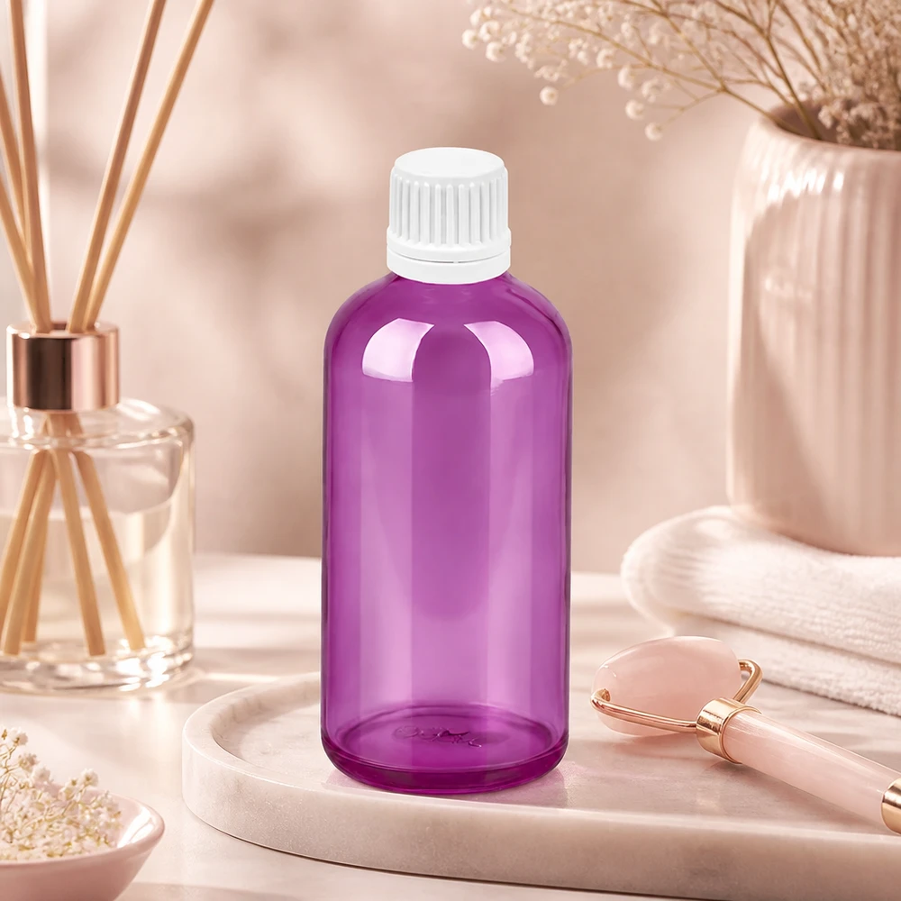 Flacon compte-gouttes 100ml 0,7mm blanc Originalité Bouchon à vis PurpleLine UT18/100 Flacon compte-gouttes de 100 ml de qualité laboratoire, violet, avec ouverture exacte de 0,7 mm pour les mesures