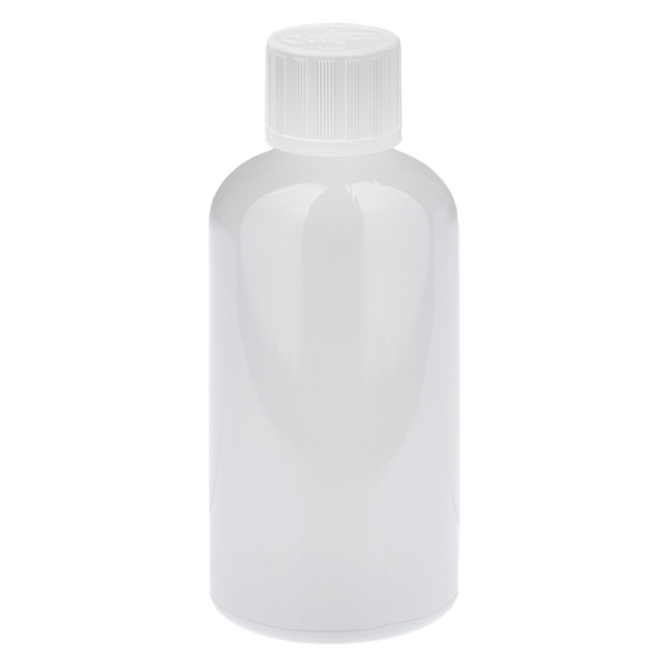 Flacon compte-gouttes 100 ml, bouchon standard blanc 1,2 mm, sécurité enfant WhiteLine UT18/100
