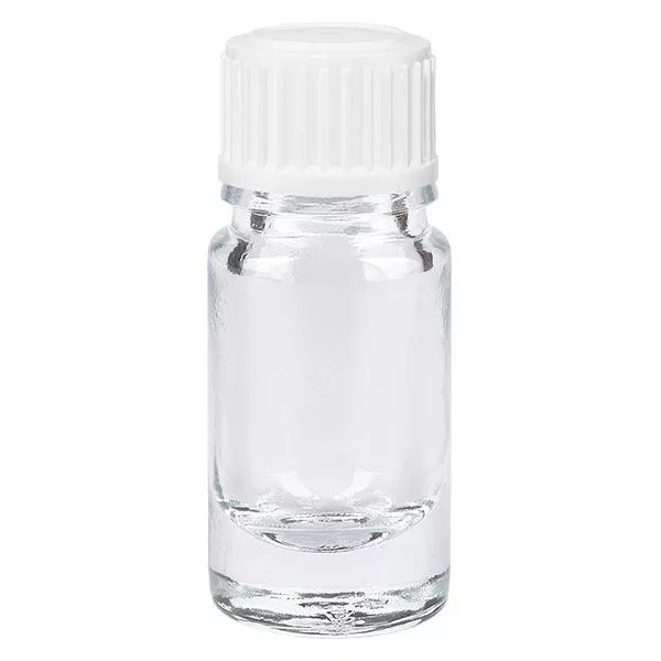 Flacon de pharmacie transparent 5ml bouchon à vis blanc Globuli Standart Flacon de pharmacie transparent 5ml bouchon à vis blanc Globuli Standart