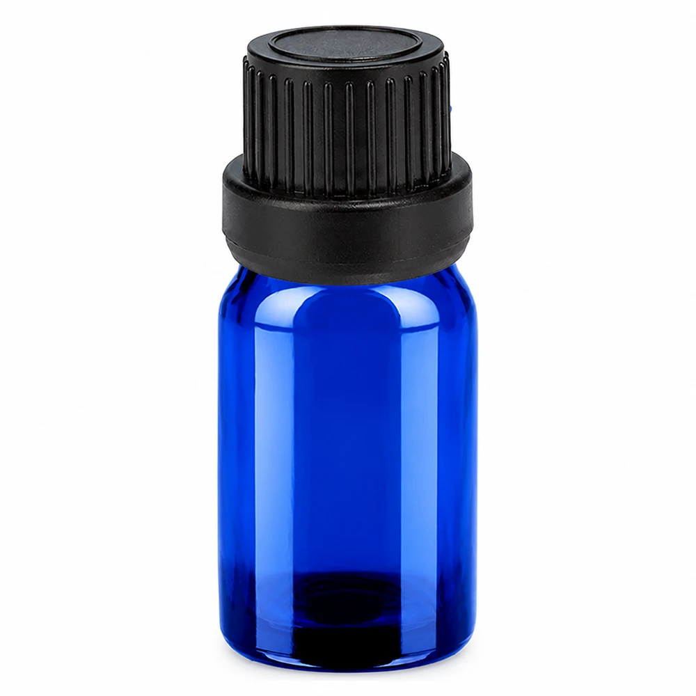 Flacon compte-goutte 5ml 2mm noir OV BlueLine UT18/5 Flacon de 5 ml bleu avec compte-gouttes noir pour le dosage des préparations liquides