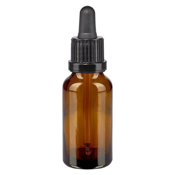 Flacon brun 20 ml + pipette noire à système d'inviolabilité