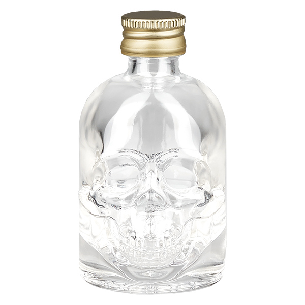 Bouteille en verre 50 ml « Hector » et bouchon à vis doré UNiTWIST®