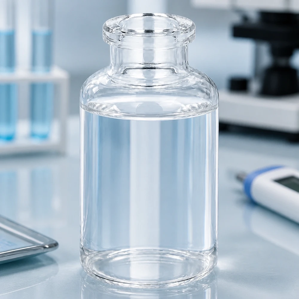 Flacon pour solution injectable, 20 ml en verre clair Kleine Klarglas-Injektionsflasche 20ml für sterile Arzneimittelabfüllung im Labor