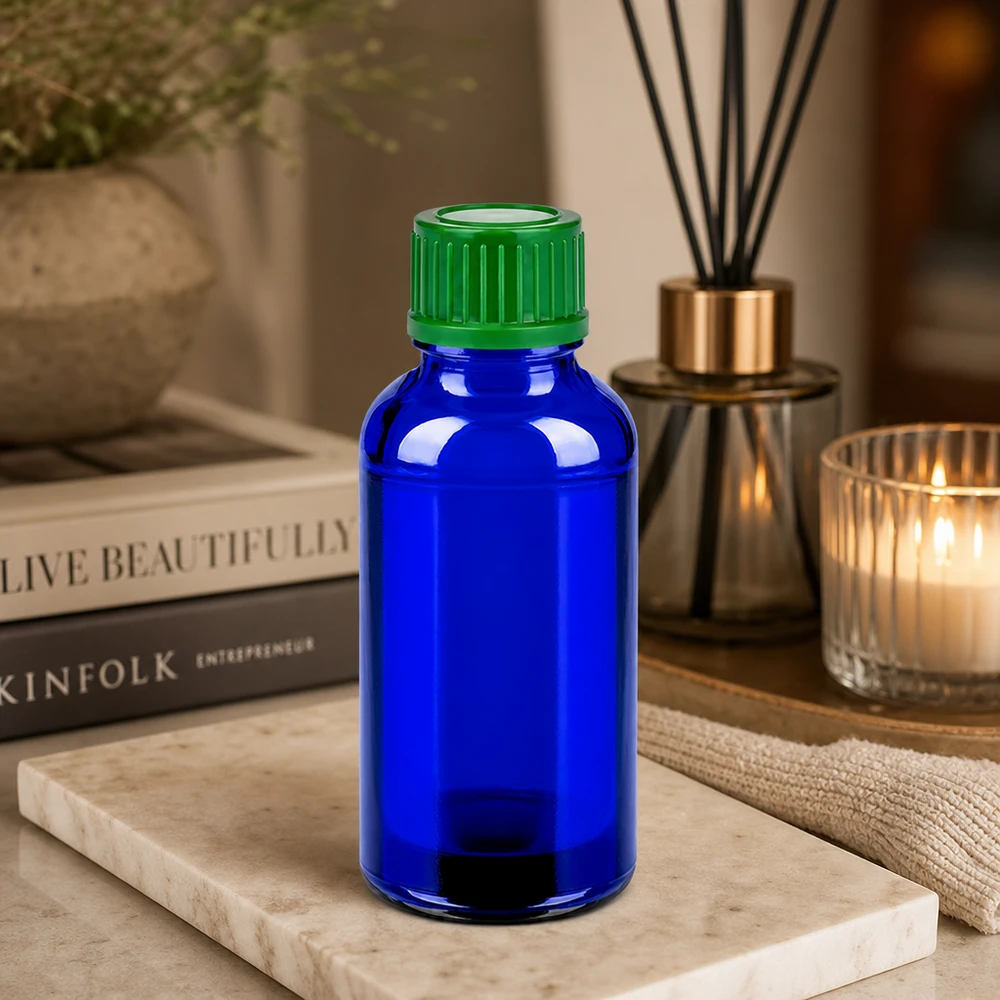 Flacon de 30ml 11mm SV vert STD BlueLine UT18/30 Elégant flacon en verre bleu de 30 ml pour sérums et teintures de qualité supérieure