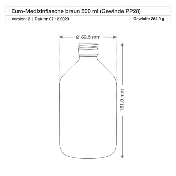 Flacon médical 500 ml couleur claire PP 28 Flacon médical 500 ml couleur claire PP 28
