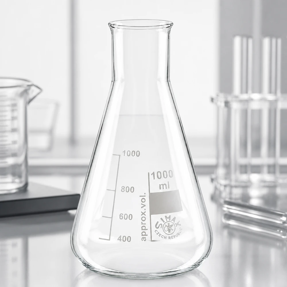 Erlenmeyer 1000ml col large, verre borosilicate