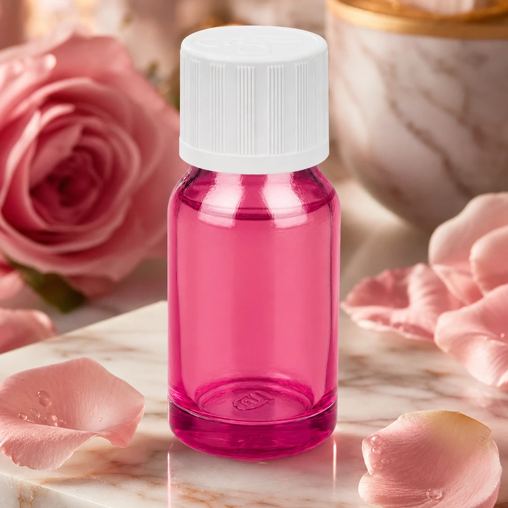 Bouteille 10ml 11mm bouchon à vis blanc standard sécurité enfants PurpleLine UT18/10 Bouteille en verre violet de 10 ml pour les cosmétiques DIY et les produits de soin de la peau faits maison