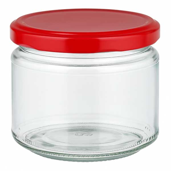 330ml Verre rond avec couvercle BasicSeal rouge UNiTWIST