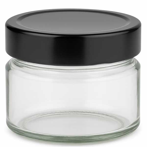 130ml Verre rond avec couvercle BasicSeal noir UNiTWIST