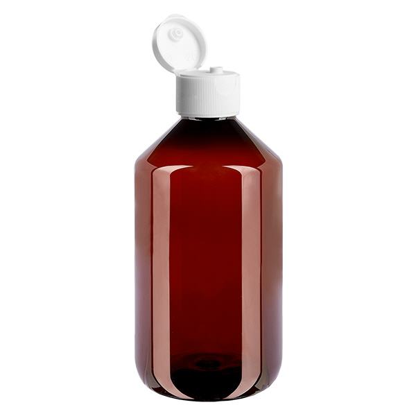 Bouteille en PET 500 ml avec bouchon blanc à rabat Bouteille en PET 500 ml avec bouchon blanc à rabat