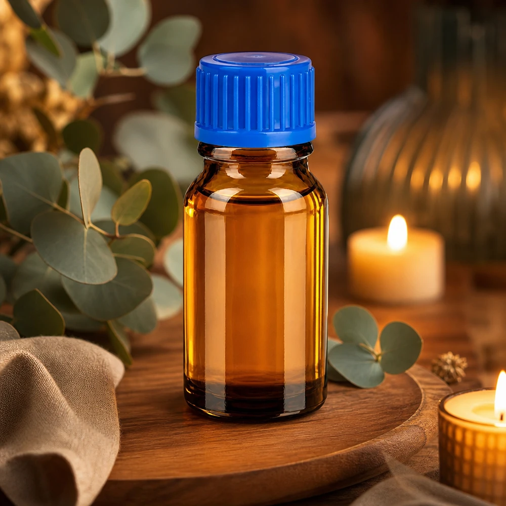 Flacon de 10ml 11mm SV bleu STD BrownLine UT18/10 Bouteille en verre brun de 10ml avec couvercle bleu idéale pour l'aromathérapie et la naturopathie