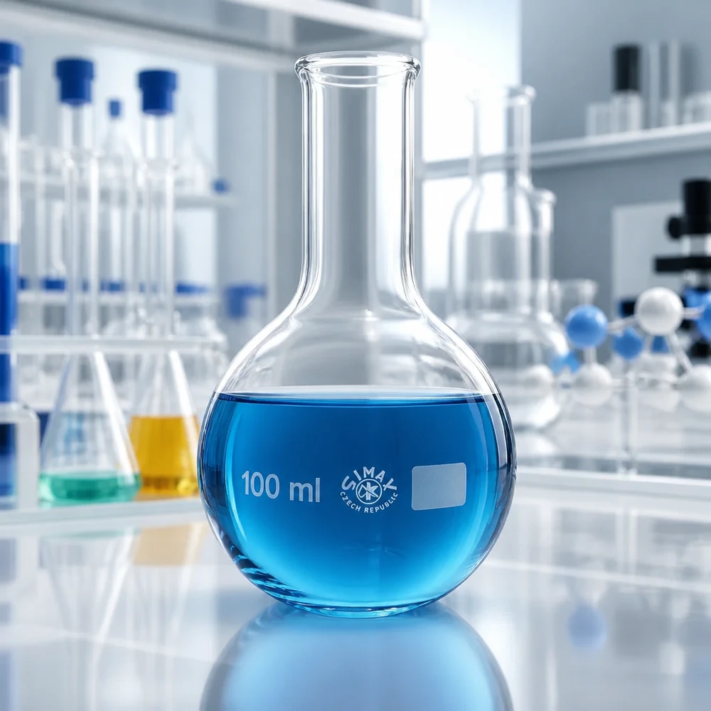 Ballon à fond plat 100 ml à col étroit, en verre borosilicate avec bord renforcé Ballon de chimie 100ml avec poignée ergonomique et échelle graduée pour les expériences