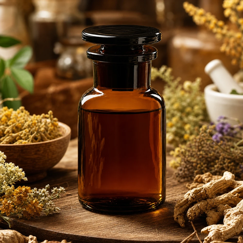 Flacon pharmaceutique 100 ml col large + bouchon verre ambré Flacon de pharmacie vintage marron, 100 ml, bouchon en verre, col large, pour teintures et huiles à base de plantes