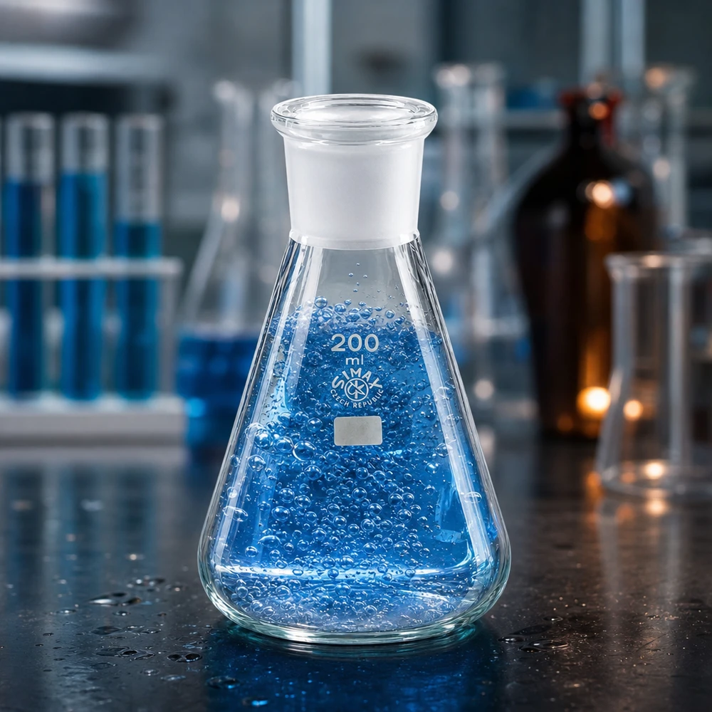 Erlenmeyer 200 ml col étroit, verre borosilicate avec rodage normalisé 29/32 Erlenmeyer 200 ml col étroit, verre borosilicate avec rodage normalisé 29/32