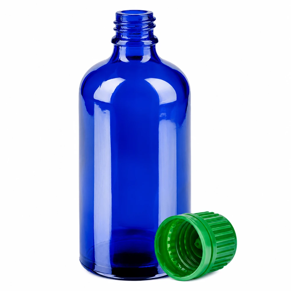 Flacon 100ml 11mm SV vert OV BlueLine UT18/100 Flacon compact de 100 ml avec col étroit de 11 mm, idéal pour un dosage précis des liquides