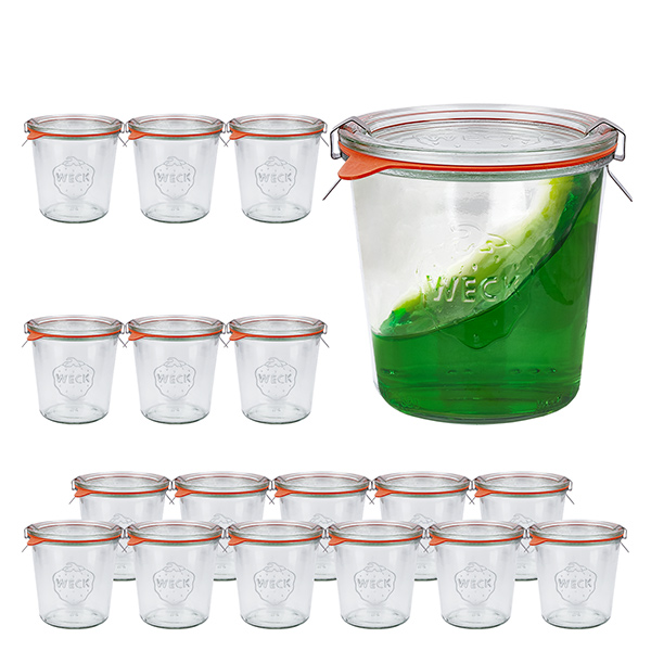18 pcs. bocaux Weck 580ml avec 18 couvercles en verre, 1 18 pcs. bocaux Weck 580ml avec 18 couvercles en verre, 1