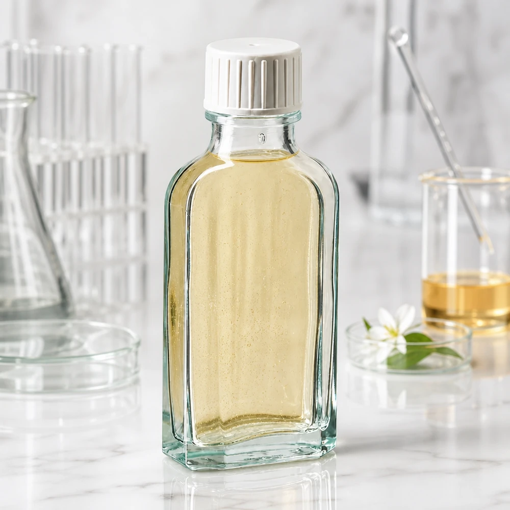 Flacon plat « Meplat » transparent de 50 ml avec bouchon à vis blanc à sécurité enfant