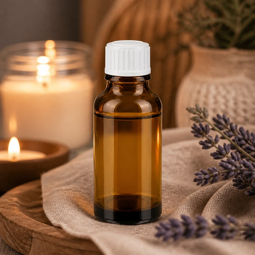 Flacon ApoGlas de 20 ml en verre ambré avec embout compte-gouttes de 0,9 mm pour l'aromathérapie et le bien-être