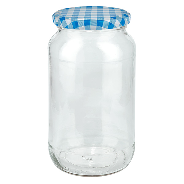 1062ml Verre rond avec couvercle BasicSeal bleu/blanc UNiTWIST