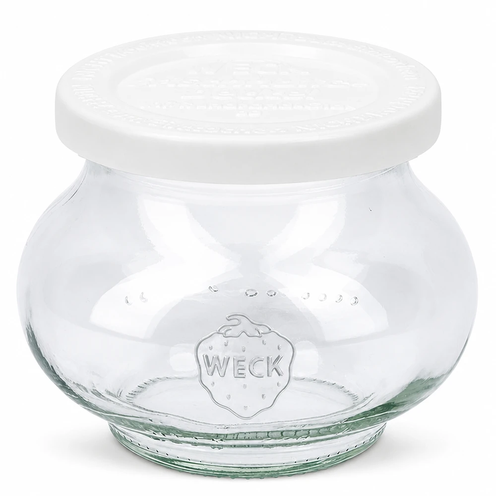 WECK Pot à bijoux 220ml avec couvercle fraîcheur blanc RR60 en verre transparent avec logo WECK