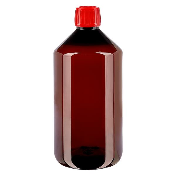 Flacon PET 750ml avec bouchon d'inviolabilité rouge
