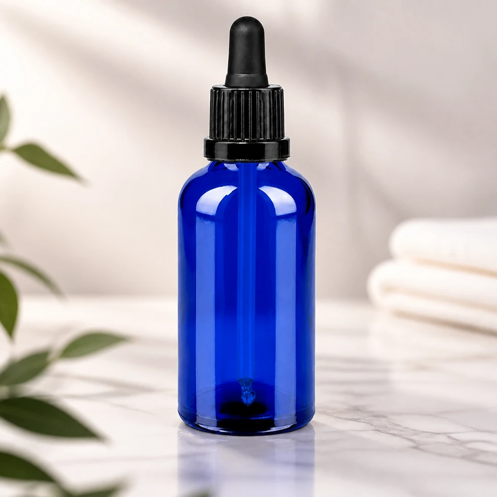 Flacon à pipette 50ml noir OV BlueLine UT18/50 Protection contre la lumière grâce au verre bleu - le flacon à pipette de 50 ml protège parfaitement les ingrédients sensibles