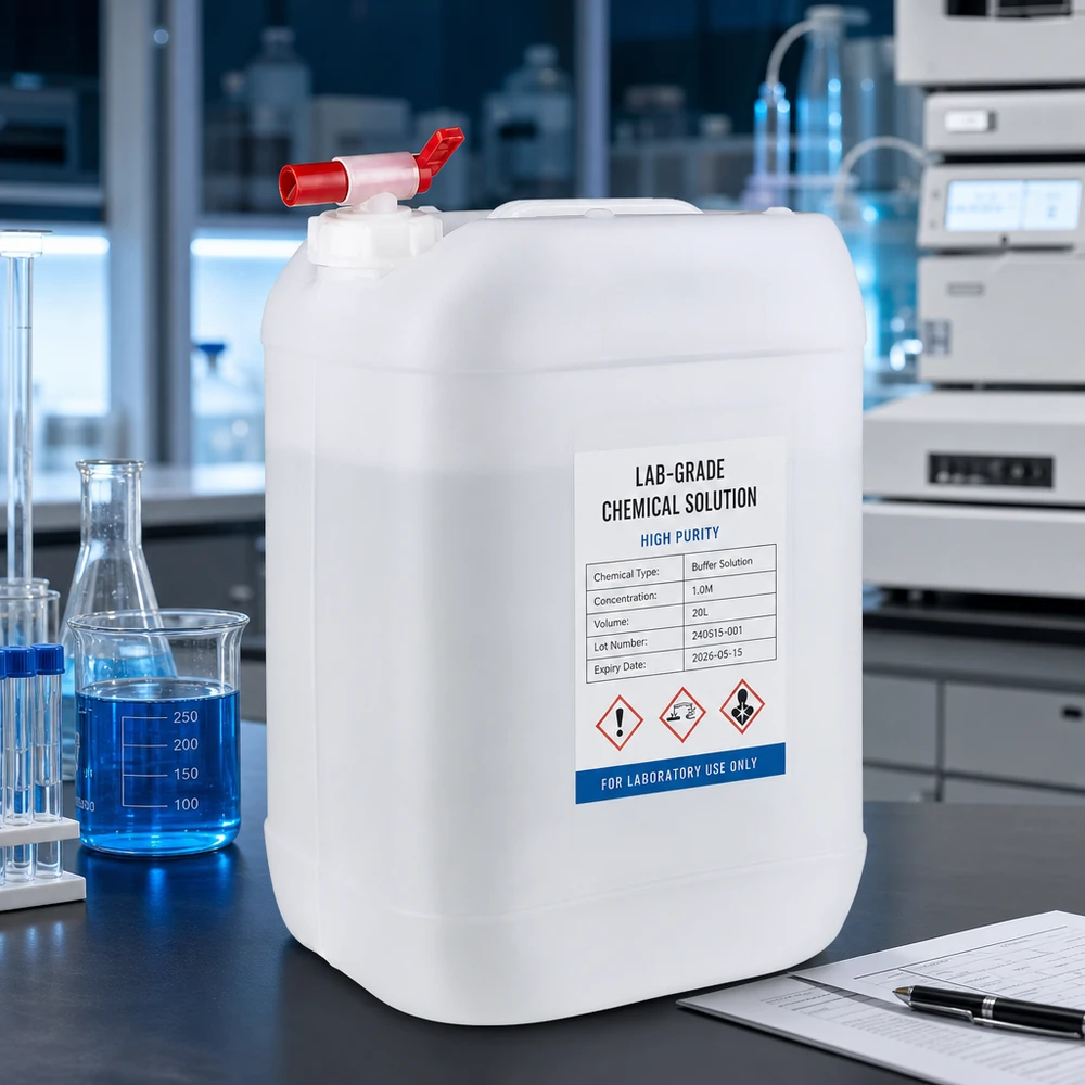Jerrican de 25 litres avec robinet Grand bidon rectangulaire de 25 litres, en PEHD blanc, avec robinet de vidange