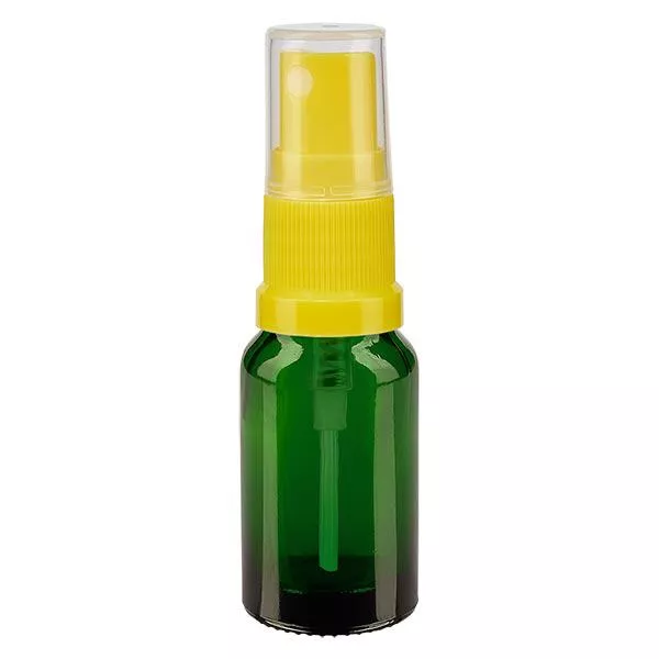 Flacon de pharmacie vert 10ml embout spray jaune Flacon de pharmacie vert 10ml embout spray jaune