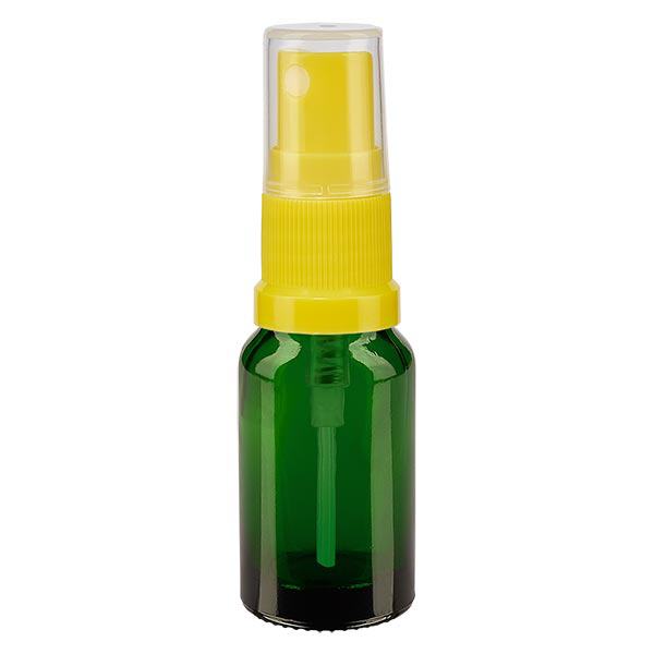 Flacon de pharmacie vert 10ml embout spray jaune