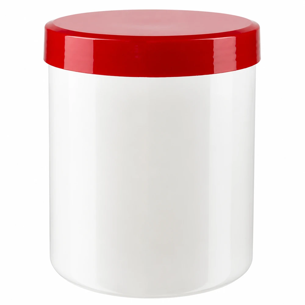 Pot cosmétique de 75 g en polypropylène blanc avec un couvercle rouge