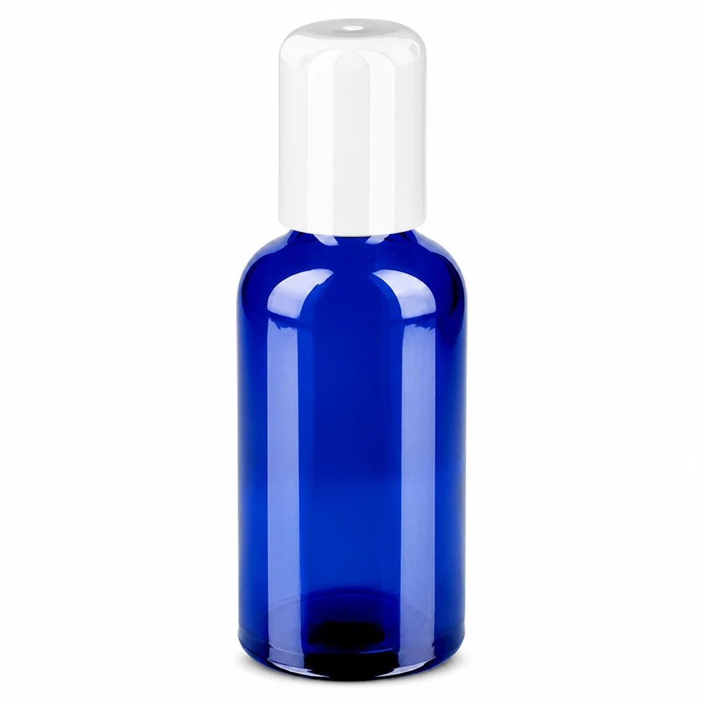 Flacon Roll-On 50ml blanc STD BlueLine UT18/50 Bouteille roll-on cosmétique 50ml en verre bleu de haute qualité pour produits liquides