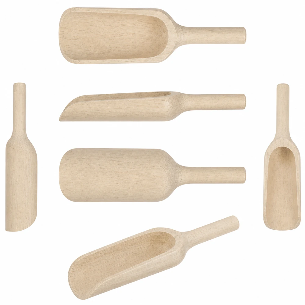 Pelle en bois taille L forme plate - 180mm de long Holzschaufeln Set verschiedene Größen und Formen aus natürlichem Holz - Küchenhelfer für Gewürze Mehl und Backen