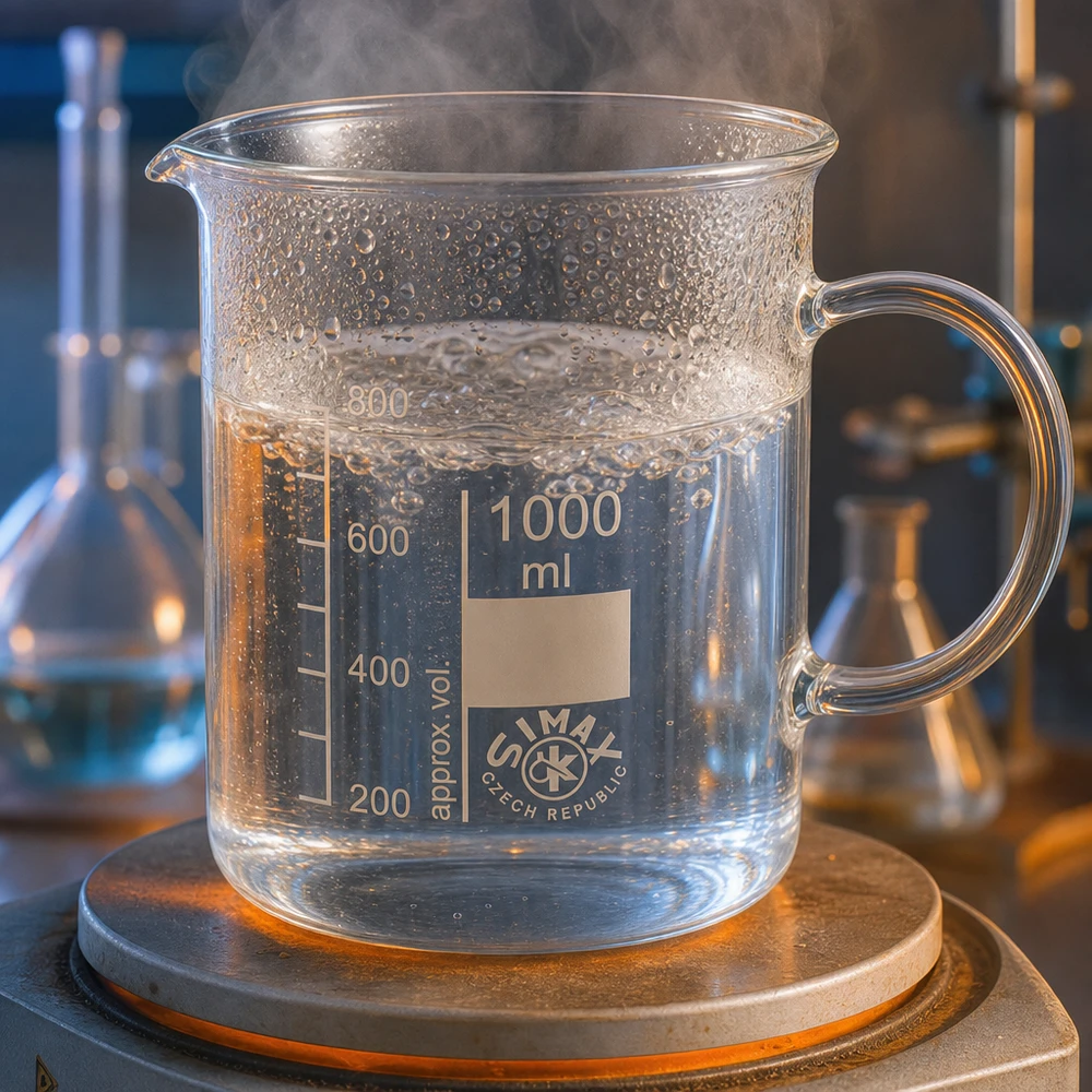 Bécher avec poignée 1000ml en verre borosilicate résistant à la chaleur (forme normale) Bécher en verre transparent de 1 000 ml avec anse et graduation jusqu'à 800 ml