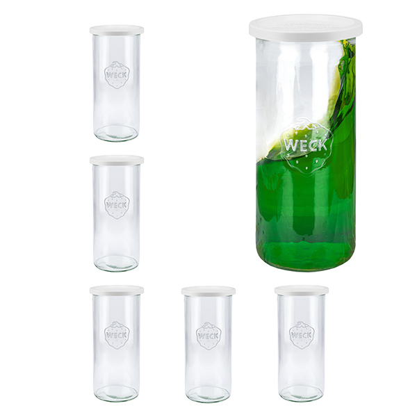 Lot de 6 bocaux Weck 1500 ml avec couvercle fraîcheur Lot de 6 bocaux Weck 1500 ml avec couvercle fraîcheur