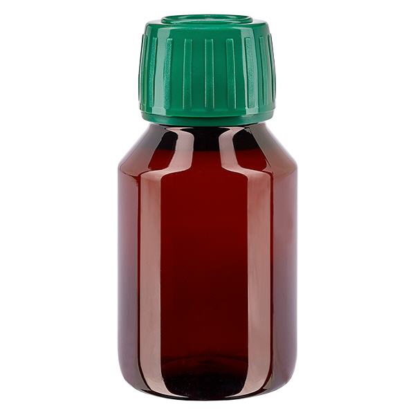 Bouteille PET 50ml avec bouchon vert,bouchon d'inviolabilité