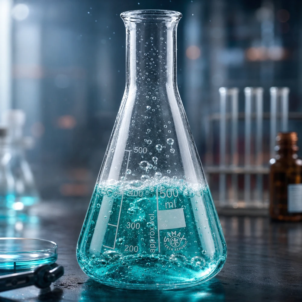 Erlenmeyer 500ml col large, verre borosilicate Ballon en verre de 500ml à col étroit idéal pour les réactions chimiques et les titrages en laboratoire