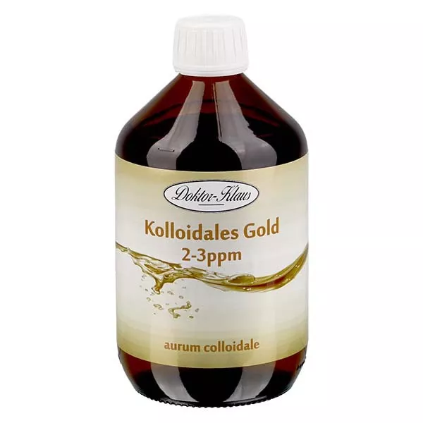 500 ml d'or colloïdal Doktor-Klaus, 2-3ppm, à recharger, dans un flacon PET brun