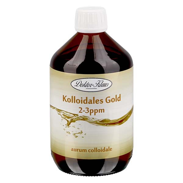 500 ml d'or colloïdal Doktor-Klaus, 2-3ppm, à recharger, dans un flacon PET brun