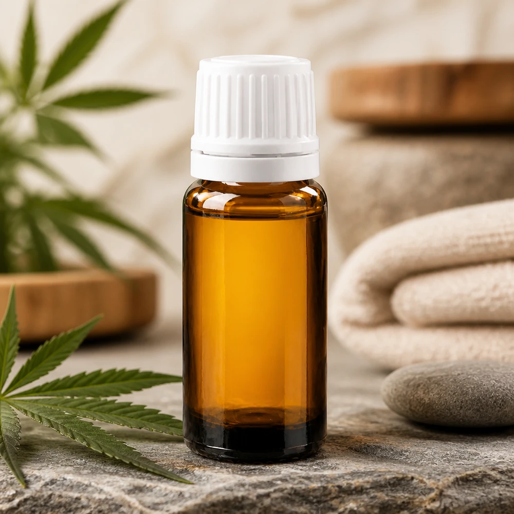 Flacon en verre ambré de 10 ml, protégé de la lumière, muni d'un compte-gouttes de précision de 0,7 mm et d'un bouchon d'inviolabilité