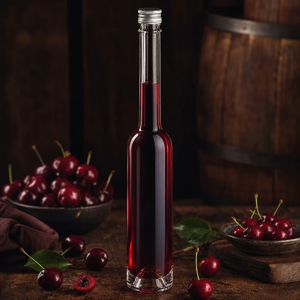 Bouteille en verre Toni de 100 ml avec bouchon à vis argenté - idéale pour les liqueurs de cerise et de fruits faites maison