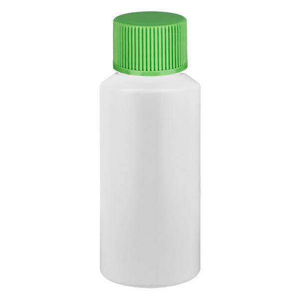 Flacon à pharmacie HDPE 30ml blanc avec bouchon vissable vert