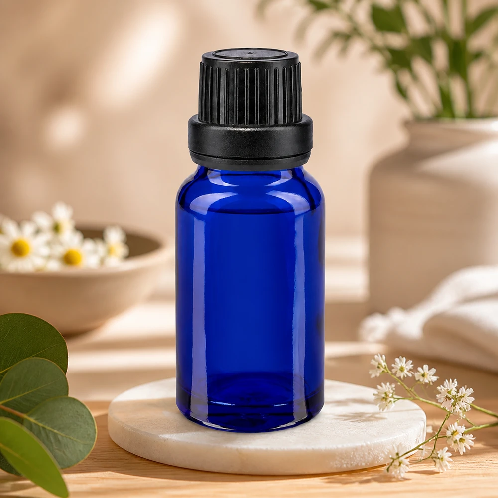 Flacon de pharmacie bleu 10ml bouchon inviolable blanc 2mm bouchon inviolabilité Flacon compte-gouttes bleu cobalt de 10 ml en verre de pharmacie, muni d'un bouchon de sécurité enfant et d'un compte-gouttes