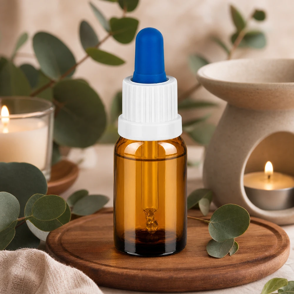 Bouteille pipette 10ml blanc/bleu OV BrownLine UT18/10 Bouteille à pipette BrownLine de 10 ml de haute qualité avec protection UV et pointe de dosage bleue précise