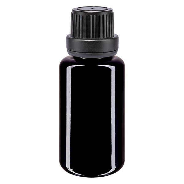 Bouteille de pharmacie viol. 20ml vissée noir étanche OV Bouteille de pharmacie viol. 20ml vissée noir étanche OV