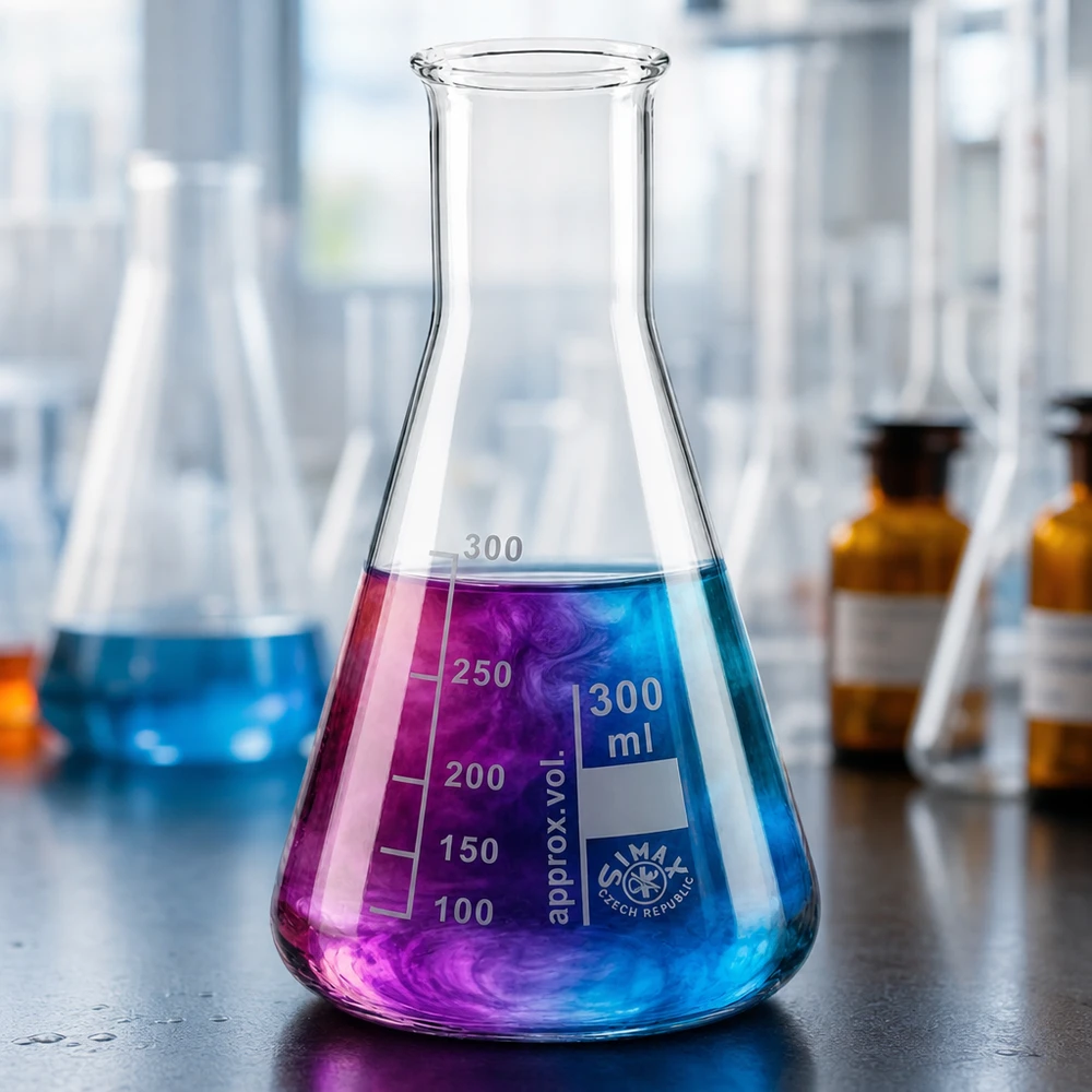 Erlenmeyer 300ml col étroit, verre borosilicate