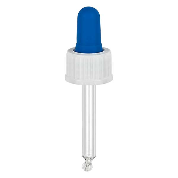 pipette en verre blanc/bleu 18mm, longueur 44 st. pipette en verre blanc/bleu 18mm, longueur 44 st.