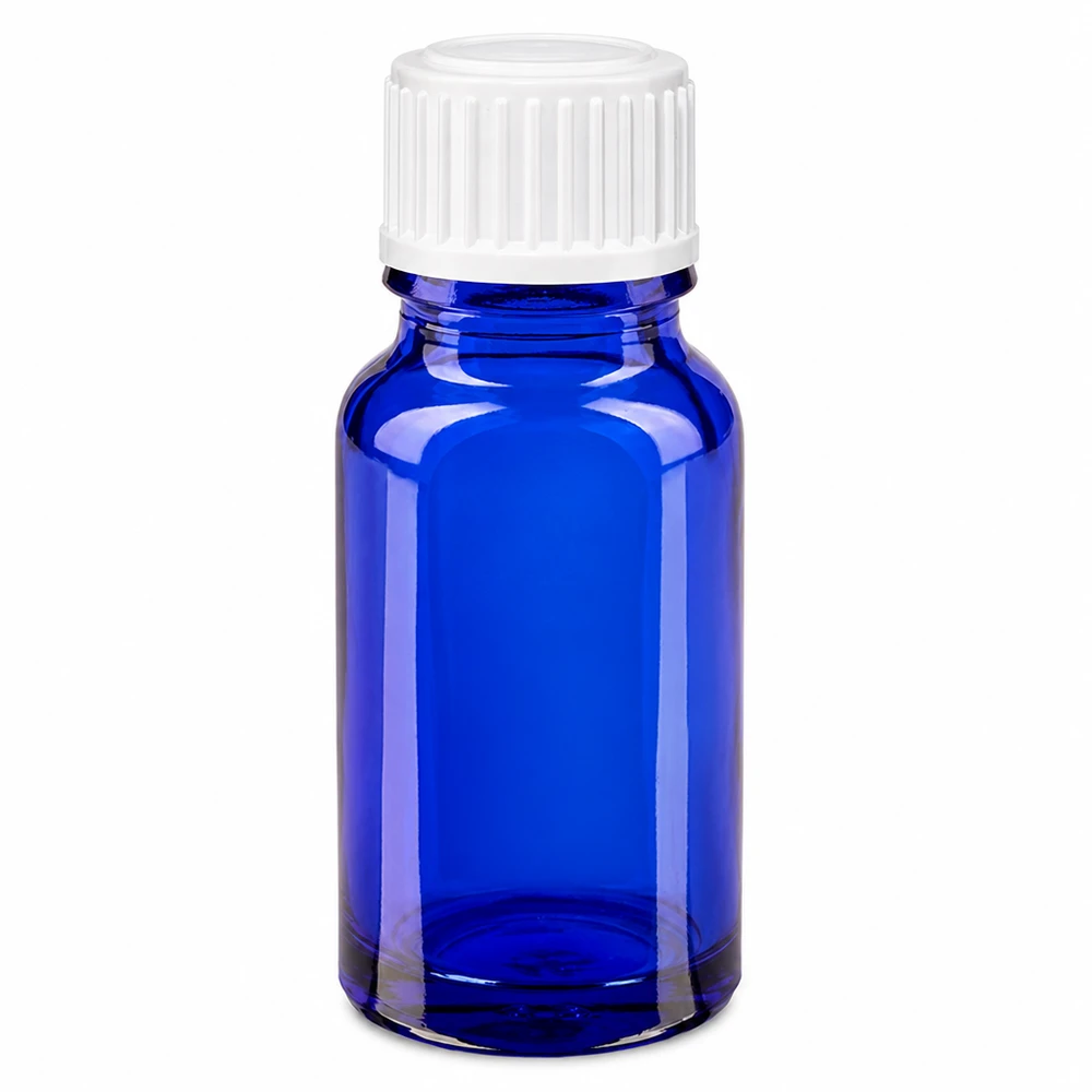 Flacon de pharmacie bleu 10ml bouchon vissable blanc globuli std Petit flacon de pharmacie bleu de 10 ml, en verre de pharmacie de haute qualité, muni d'un bouchon compte-gouttes