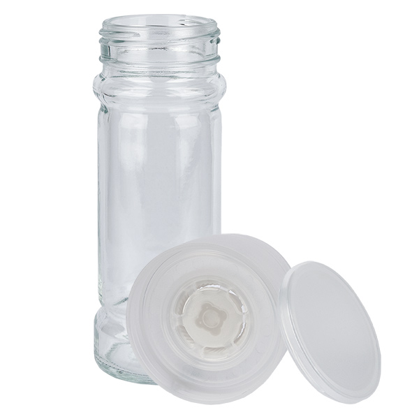 Pot à sel/épices 100 ml avec moulin (gros) blanc Pot à sel/épices 100 ml avec moulin (gros) blanc