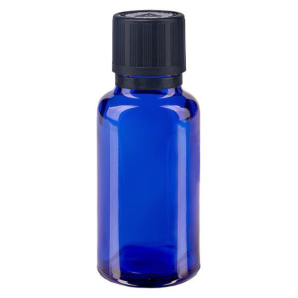 Flacon à pharmacie bleu 20ml bouchon compte-gouttes pr. 1mm s. Syème d'avertissement aveugle pour enfants Bouchon d'originalité